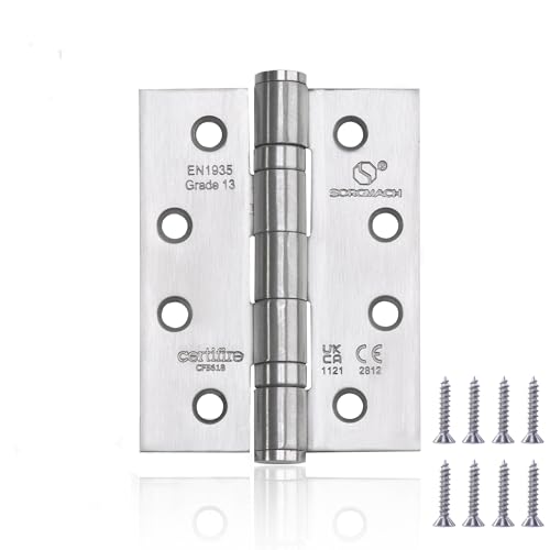 SORGMACH Door Hinges, 4 x 3 in Satin Nickel Door Hinges Thickness 3 mm Hinges for Wood, 304 Stainless Steel Commercial Interior Exterior Door Hinges(3 Pack)