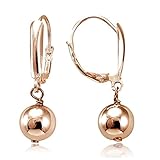 Hoops & Loops Flash Plated Rose Gold Sterling Silver Dangling Bead Earrings