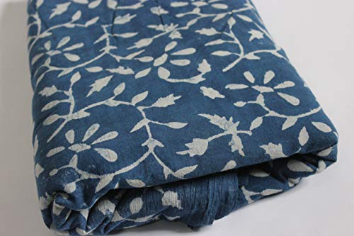 HANDICRAFTOFPINKCITY 1 Yard 100% Cotton Fabric Indigo Dye Nice Dress Making Material Fabric Printed Printed Fabric Sanganeri