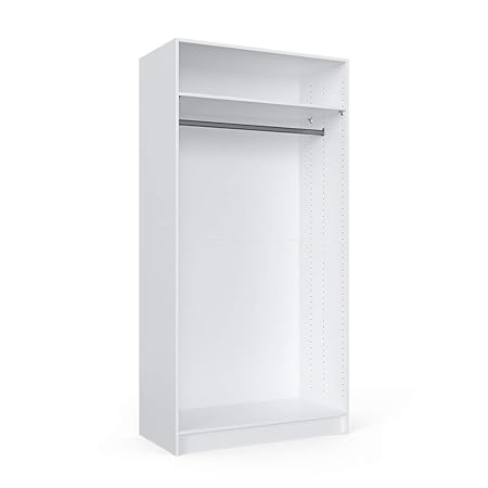 Vicco Kleiderschrank Comfort offen Einlegeboden weiß 50 x 200 x 50 cm 100 x 200 x 50 cm Schrank (100er Schrank + Kleiderstank