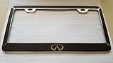 Infiniti Black Carbon Fiber Style Reverse Cut Decal Chrome Metal License Frame