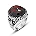 OAKKY 316l Stainless Steel Classical Exquisite Animal Pattern Red Agate Rings Size 12