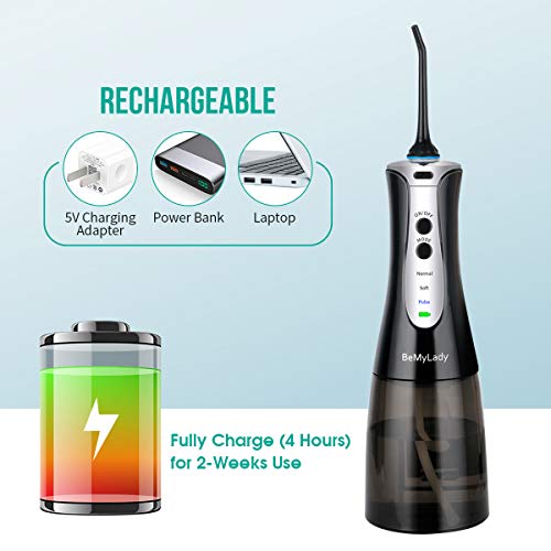 Water Flossers Pick Teeth Cleaner,TOPOINT 320ML Cordless Water Flosser Pik Portable for Braces Dental Oral Irrigator with 4 Jet Tips, 3 Modes