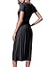 levaca Women's Plain Scoop Neck Pockets Pleated Loose Swing Casual Midi Dress