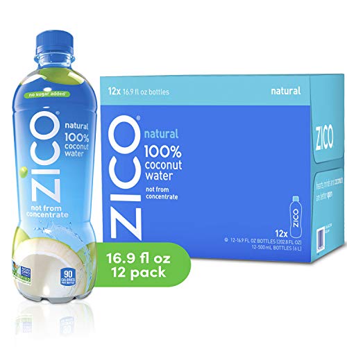 ZICO Natural 100% Coconut Water Drink, No Sugar Added Gluten Free, 16.9 fl oz, 12 Pack (The Best Natural Sugar)