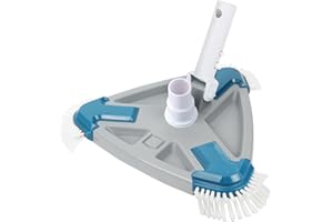HY-MS Pool Vacuum Head, Triangular Pool Vacuum Head with Side Brush, Universal Rotatable Hose Adapter Triangular Weighted Bru