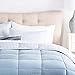 BROOKSIDE Striped Chambray Comforter Set - Includes 2 Pillow Shams - Reversible - Down Alternative - Hypoallergenic - All Season - Box Stitched Design - California King - Calm Sea Blue