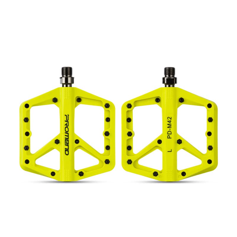 MotuTech Bicycle Pedals MTB Nylon Non-Slip BMX Spinning Surface Enlarged Chrome Molybdenum Steel Bearing Axles (Yellow)