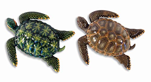 Handpainted Assorted Sea Turtle Wall Mount Decor Plaque 6 (Set Of 2)