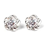 Ownsig 1Pair Womens Silver Platinum Plated Flower Ear Stud Earrings