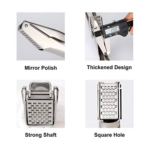 Garlic Press Stainless Steel, Heavy Duty Garlic Mincer With Square Hole - Rust Proof, Professional Grade Garlic Crusher - Dishwasher Safe, Easy Squeeze, Kitchen Tools, Easy To Clean