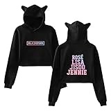 BOSON Kpop Blackpink Pullover Hoodie Lisa Jisoo Jennie Rose Cat Ear Hooded Sweatshirt