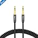 iXCC Coiled Aux Cord for Car [Ultra-Slim], 2-Pack Male to Male 3.5mm Auxiliary Stereo Audio Cable with Gold Plated Connectors for All 3.5mm-Enabled Smartphones, Tablet and MP3 Players(5Feet Streched)