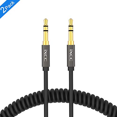 iXCC Coiled Aux Cord Car [Ultra-Slim], 2-Pack Male to Male 3.5mm Auxiliary Stereo Audio Cable Gold Plated Connectors All 3.5mm-Enabled Smartphones, Tablet MP3 Players(5Feet Streched) - Thumbnail 6