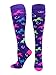 MadSportsStuff Wild Horses Over the Calf Socks (Purple/Neon Pink, Small)