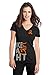 Fight Like a Girl Side Wrap T-Shirt Ladies' V-Neck Black w/ Orange