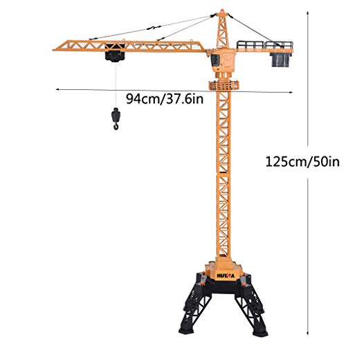 50 inch Tower Crane Construction Vehicle Playset Toy for Boys Model Car Remote Control Construction Crane Toy Engineering Vehicle RC Car(Yellow)