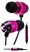 Bastex Universal Earphone/Ear Buds 3.5mm Stereo Headphones in-Ear Tangle Free Cable with Built-in Microphone Earbuds for iPhone iPod iPad Samsung Android Mp3 Mp4 and More-Hot Pink/Black