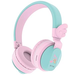 Headphones-Riwbox-BT05-Wings-Kids-Headphones-Wireless-Bluetooth-Over-Ear-85dB103db-Volume-Control-Children-Foldable-Headphones-with-MicTF-Card-Compatible-with-TabletSmartphoneSchool-PinkGreen Riwbox Headphones, BT05 Wings Kids Headphones Wireless Bluetooth Over Ear 85dB/103db Volume Control Children Foldable…