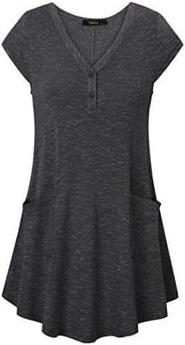 Vafoly Casual Tunic Tops For Women, Soft Tunic Women Short Sleeve Loose Fit Lightweight Tops Swing T-Shirt For Leggings Black XL