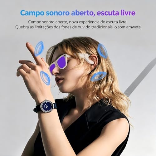 Óculos inteligentes XK One Pro, Câmera 1080P, Áudio de Orelha Aberta, Tradução IA, Bluetooth 5.4 e Estabilização para Filmagem em Primeira Pessoa