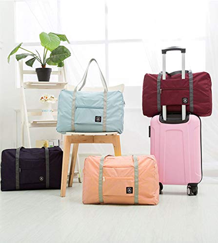 Wandf Foldable Travel Duffel Bag Luggage Sports Gym Water Resistant Nylon Travel Foldable Duffel Bag for Women Men (Light blue) - Thumbnail 7