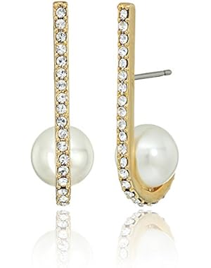 Womens Shine On Pearl Cuff Earrings