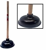Premium Bathroom Toilet Plunger Suction Cup with Long Wooden Handle Fix Clogged Toilets - Large 6.5