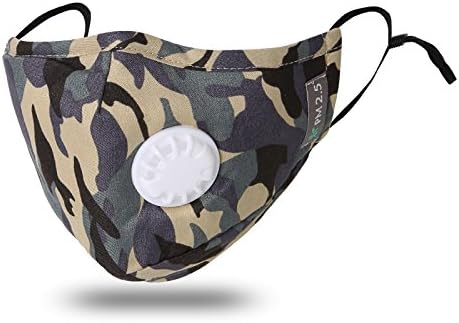 JayJay Pollution Dust Mouth Mask PM2.5 Carbon Filter Washable Cotton Respirator With Replaceable filters.,CAMOUFLAGEGRAY