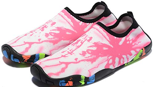 Mens Womens Water Shoes Quick Dry Barefoot for Yoga Swim Diving Surf Aqua Sports Pool Beach (Pink Thunder 36) - Thumbnail 6