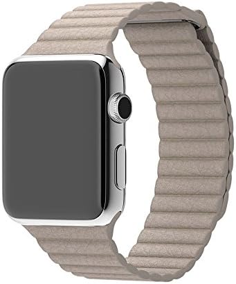 Smart Watch Replacement Band Straps 38mm/ 42mm Compatible For iWatch, Leather Magnetic Loop for Smart Watch Series 1 and 2 (Biege magnetic loop 38mm)