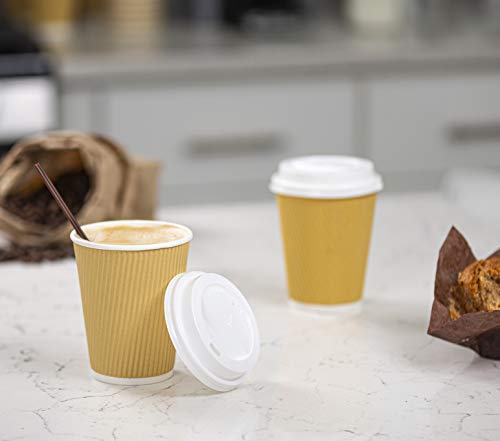 [100 Sets] 12 oz Insulated Ripple Paper Hot Coffee Cups With Lids & Stirrers - //coolthings.us