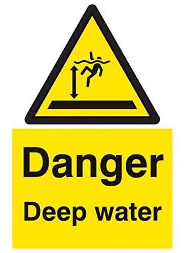 Caledonia Signs 14207P Danger Deep Water Sign, 600 mm x 400 mm, Rigid Plastic