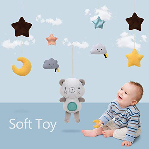 Baby Musical Crib Mobile with Hanging Rotating Toys,Infant Bed Decoration for Newborn Boys and