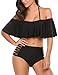 Avidlove Womens Two Piece Off Shoulder Swimsuits High Waisted Bikini Set Black, Black, Medium