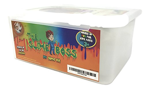 Slime Boss Slime Making Kit Easy DIY Recipes | All Ingredients, One Resealable Box | Containers, Glue, Clay, Activator, Glitter, MORE | Clear, Putty, Glow, Alien, Cream | BONUS Fun for Boys and Girls