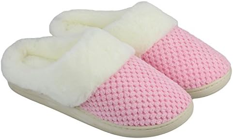 Lifekit Women's Memory Foam Slippers Soft Faux Fur Lined Indoor House Slippers w/Anti-Skid Rubber Sole