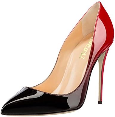 VOCOSI Pointy Toe Pumps for Women,Patent Gradient Animal Print High Heels Usual Dress Shoes