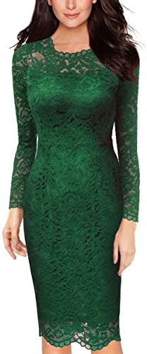 EvelynNY Women Long sleeves Bow Lace Cocktail Prom Party Sheath Lined Midi Dress