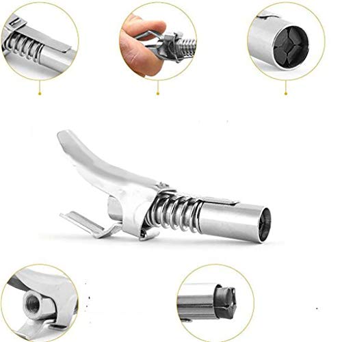 Saying 2-Pack Silver Heavy-Duty Quick Release Grease Coupler, 1/8" NPT, Oil Gun Nozzle/Grease Coupler, Zerk Accessories Durable Locking clamped Metal Quick Release Grease