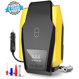 Voroly Portable Car Air Compressor Tyre Inflator 12V DC Car Pump with Auto Cut Off Digital Pressure Gauge Bright…