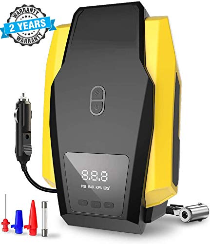 Voroly Portable Car Air Compressor Tyre Inflator 12V DC Car Pump with Auto Cut Off Digital Pressure Gauge Bright…