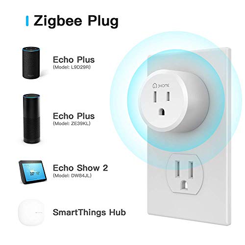 Jhome Zigbee Smart Plug, Mini Outlet Switches Works with Echo Plus, SmartThings Hub, Google Home. Remote Control Your Home Appliances from Anywhere(2 Pack)