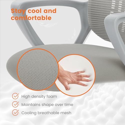 Office Computer Desk Managerial Executive Chair, Ergonomic Mid-Back Mesh Swivel Rolling Work with Wheels, Comfortable Lumbar Support, Comfy Arms for Home, Bedroom, Study, Student, Black - Image 6