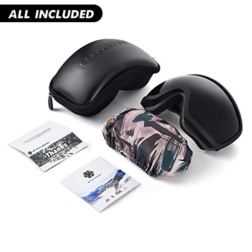 Snowledge Ski Snowboard Goggles with UV400 Protection, OTG Skiing Snowboarding Goggles of Double Spherical Lens with Anti-Fog Ski Goggles for Men, Women, Helmet Compatible Snow Goggles