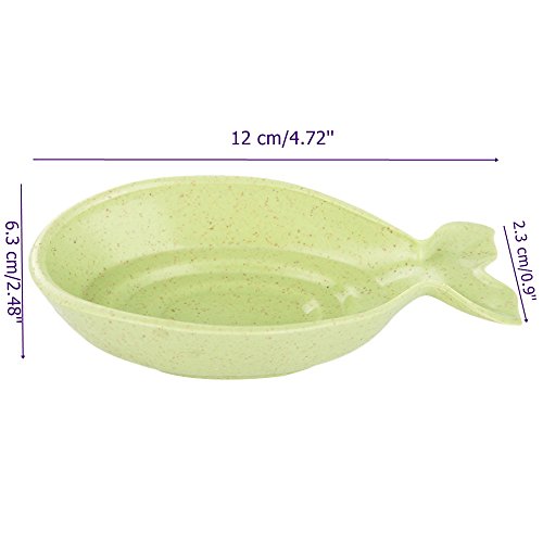 ISKYBOB 4 Pack Fish Shaped Soy Sauce Dipping Dish,Unbreakable Wheat Straw Plastic