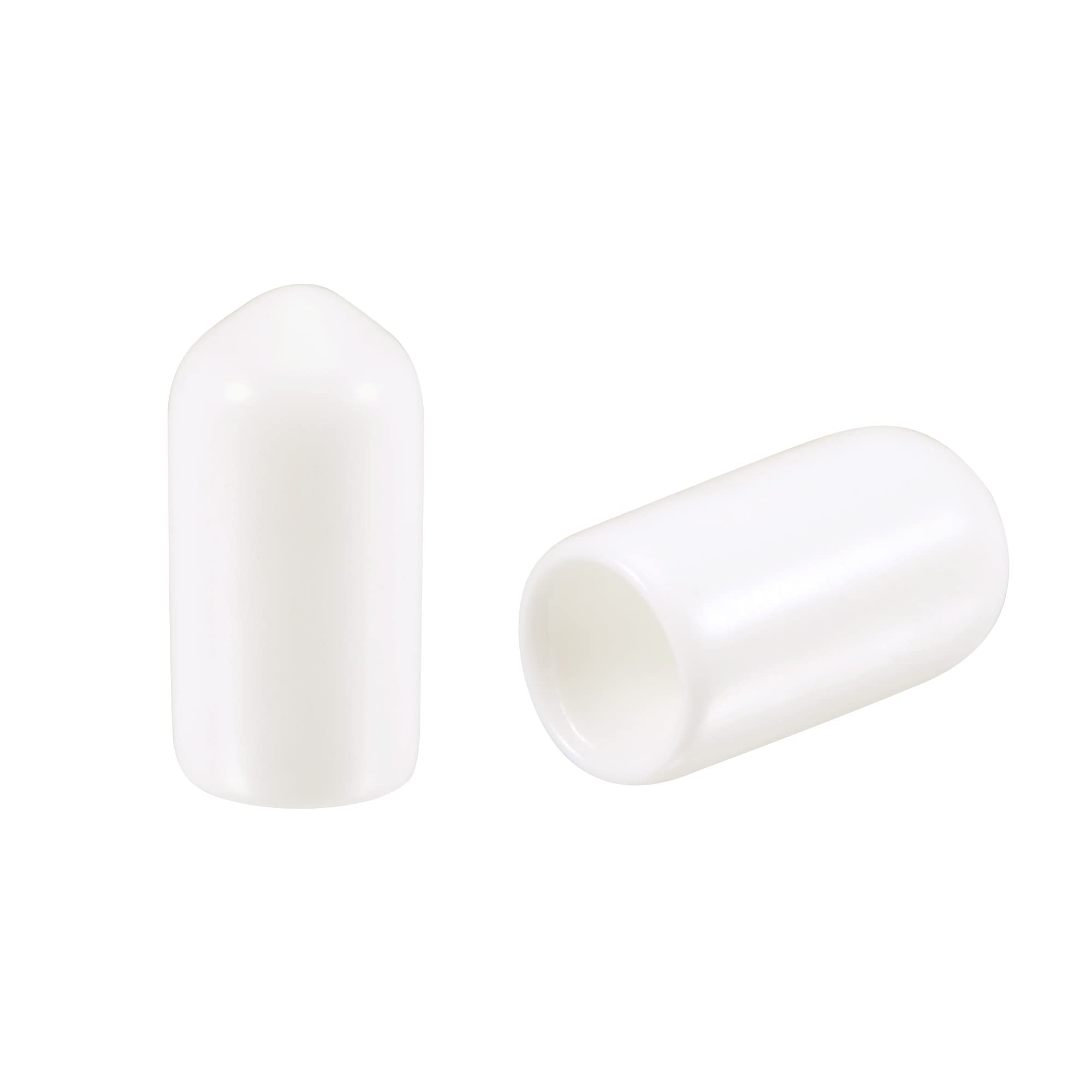 sourcing map 100pcs Round Rubber End Caps 1/4"(6mm) White Vinyl Cover Screw Thread Protectors