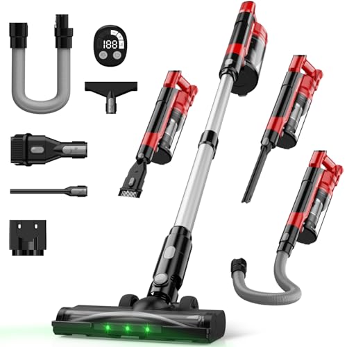 Cordless Vacuum Cleaner for Milwaukee M18 Battery, 7-in-1 Lightweight Stick Vacuum with HEPA Filter, 35KPA Suction, 350W Brushless Motor, 3 Modes for Floor, Carpet, Car, Battery Not Included