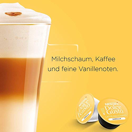 NESCAFÉ Dolce Gusto Latte Macchiato Vanilla, 16 Kaffeekapseln, feines Vanille Aroma und leckerer Milchschaum, Arabica… – Bild 4