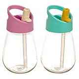 Every Loft Clear Cup Water Bottle Flip Straw Cup for Kids & Toddlers | BPA-Free Dishwasher-Safe, Spill-Proof, Unbreakable, Reusable Clear Sports Cup for Drinking 16 oz Pack of 2